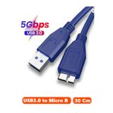 Vwin USB 3.0 Taşınabilir HDD Harddisk Hard Disk Kablosu (30 Cm Mavi) Micro Usb-B, 5 Gbps