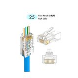 Vwin Yeni Nesil Açık Uçlu Jack (Delikli) Cat6 Ez Rj45 Konnektör Utp Jak 8P/8C Soket - 25 Adet -