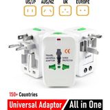 Vwin Yurtdışı Priz Dönüştürücü (Telefon / Tablet / Notebook...) Seyahat Adaptörü Priz Çevirici 150+ Ülkede Sizinle - Beyaz