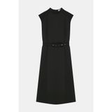 W Collection HAKİ KOLSUZ MİDİ ELBİSE