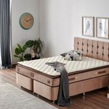 W. Cotton 160x200 Cm Çift Kişilik Pedli Yatak Baza Başlık Takımı - Kumaş Baza, Başlık Ve Yatak Seti