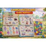 W-Design 8 Adet Ahşap+Eva Eğitici Bul Tak Puzzle Montessori Zeka ve Motor Beceri Geliştirici Oyuncak