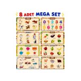 W-Design 8 ADET MEGA SET AHŞAP+EVA Eğitici Bul Tak Montessori Zeka ve Motor Beceri Geliştirici Oyuncak