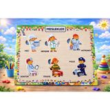 W-Design Eva Eğitici Bul Tak Puzzle Meslekler Montessori Zeka ve Motor Beceri Geliştirici Oyuncak