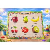 W-Design Eva Eğitici Bul Tak Puzzle Meyveler Montessori Zeka ve Motor Beceri Geliştirici Oyuncak