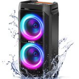 W-KING 100W Bluetooth Hoparlörler V5.3, Taşınabilir IPX6 Suya Dayanıklı Parti Hoparlörü/110dB Büyük Ses/DSP, Işıklı Karaoke Outdoor Boombox/Mikrofon ve Gitar Bağlantı Noktası/ECHO/USB/Adaptör