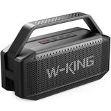 W-KING D9-1 Bluetooth Hoparlör, 60W Ultra Bass Boombox, 40 Saate Varan Çalma Süresi, IPX6 Suya Dayanıklı, Kablosuz Stereo TWS, Powerbank/TF/Aux/Bluetooth5.0/NFC, Ses Bombası Siyah