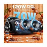 W-Kıng Subwoofer ile Taşınabilir Loud Bluetooth Hoparlör, 70W Taşınabilir Açık Hoparlörler Bluetooth Kablosuz Su Geçirmez, Üçlü Pasif Radyatörler-Derin Bas/hi-Fi SES/DSP/42H/GÜÇ - standart