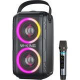 W-Kıng T9 Bluetooth Hoparlör, 80W Boombox, 9 Saate Varan Çalma Süresi, Ipx5 Suya Dayanıklı, Kablosuz Stereo Tws, Tf/aux/bluetooth5.0/usb, Ses Bombası - Siyah