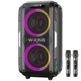 W-KING T9PRO Çift Mikrofonlu Bluetooth Hoparlör, 120W Karaoke Partybox, 24 Saate Varan Çalma Süresi, 5 Mod RGB Ledli, IPX5 Suya Dayanıklı, Kablosuz Stereo TWS, Bluetooth 5.3/Usb/TF/Aux/Gtr, Ses Bombası Siyah