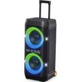 W-KING Taşınabilir Hoparlör Bluetooth Partybox Loud, 370W MAX Pro Ses, En Derin Bas, Büyük Açık Boom Kutusu Kablosuz, Teleskopik Sap ve Sağlam Tekerlekler, 25H, Fütüristik Işık, CSB, MIC ve Gitar