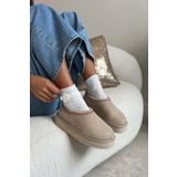 w white stars sports & wear Kadın Tüylü Ultra Mini Boy Ultra Mini Boy Terlik İçi Kürklü Kalın Tabanlı Sabo