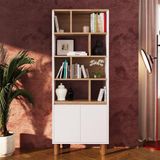 W4110 Terra 180 cm Sepet-Beyaz Yüksek Ayaklı, Kapaklı Kitaplık, Geniş Çok Amaçlı Dolap