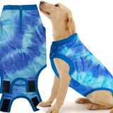 Wabdhaly Erkek Nötr Cerrahisi için Köpek Fermuar Kurtarma Elbisesi, Kadın Spay Tulum, Kanca ve Bak Kapatma Tulumu, E-Yaka ve Koni Alternatif Cerrahi Büyük Kurtarma Takımı, Kravat Boyası Mavi L