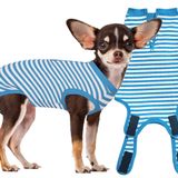 Wabdhaly Köpek Cerrahisi Kurtarma Elbisesi, Orta Boy Kadın Spay Köpekler Kediler için Cerrahi Kıyafet, Cerrahi İyileşme Çizgili Mavi Tulum M