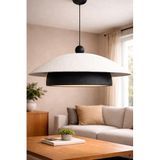 Wabi Sabi Karbon Beton Avize 48x85 cm – El Yapımı Modern Sarkıt Tavan Lambası, Büyük Boy Dekoratif Aydınlatma, E27 Uyumlu, Salon Oturma Odası – YingYang (Siyah-Beyaz)