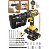 Wacker Germany Starwalt Yellow 128 VF 12 Ah Çelik Şanzuman Çift Akülü Şarjlı Matkap Vidalama+Tamir Seti