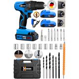 Wacker Germany Strong Blue 58 V 12 Ah Çelik Şanzuman Bakır Sargılı 2 Akülü Şarjlı Matkap Vidalama+Tamir Seti