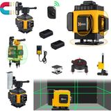Wacker Pro Germany 12 Köşe Artı Lazer Terazi 360 Derece Mıknatıslı Kumandalı Yeşil Çizgi 40 mt Menzil