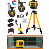 Wacker Pro Germany 16 Köşe 360 Derece Artı Lazer Terazi + 1.5 MT TRİPOD Ayak Kumandalı Yeşil Çizgi 45 Mt Menzil