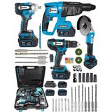 Wacker Pro Germany Allians 4 Lü Set Akülü Taşıma Çantalı Şarjlı Matkap + Kırıcı Delici + Somun Sıkma + Taşlama