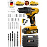 Wacker Pro Germany King Yellow 58 V 12 Ah Çelik Şanzuman Bakır Sargılı 2 Akülü Şarjlı Matkap+Tamir Seti