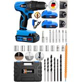 Wacker Pro Germany Smart Blue 58 V 12 Ah Çelik Şanzuman Bakır Sargılı Çift Akülü Şarjlı 27 Parça Matkap