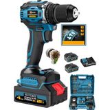 Wacker W-2130 Pro Alman Darbeli Kömürsüz Motor Samsung Pilli 2 Akülü Vidalama Matkap+84 Parça Aksesuar Set