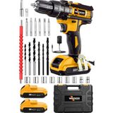 Wacker WX-600 Pro Alman Darbeli Kömürsüz Motor Samsung Pilli 2 Akülü Vidalama Matkap+84 Parça Aksesuar Set