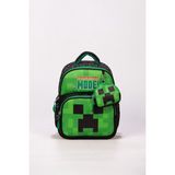 Waddell Adventure Deri Baskılı Minecrafter Creeper Anaokul Sırt Çantası Erkek Çocuk Okul Öncesi Sırt Çantası - Siyah- Yeşil - 33x15x25