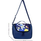 Waddell Deri Baskılı Desenli Termal Beslenme Çantası - 18x13x24 - Askılı Beslenme Çantası - Lacivert