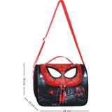 Waddell Deri Baskılı Desenli Termal Beslenme Çantası - 18x13x24 - Askılı Beslenme Çantası - Siyah - Kırmızı
