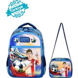 Waddell Futbol Ilkokul Erkek Sırt Çantası ve Beslenme Çantası,okul Sırt Çantası - Lacivert - 40-17-30