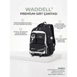 Waddell Ithal Lüx Ortopedik Sırtlı 26909 Siyah Ilkokul Ortaokul Çantası Cüzdan Hediyeli Aksesuarlı - Sırt Çantası - 42x20x330