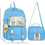Waddell Kawaii Kore Tarzı Aksesuarlı İlkokul Sırt Ve Beslenme Çantası Mavi 25001