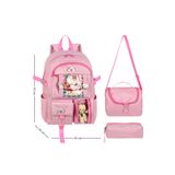 Waddell Kawaii Kore Tarzı Okul Çantası Aksesuarlı Kız Çocuk ve Erkek Çocuk Birinci Kalite Full Astarlı Oyuncak Aksesuarlı 3lü Set Kore Style Sırt Çantası + Beslenme Çantası + Kalemlik Çantası