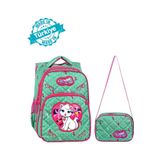 Waddell Lisanslı Mint Yeşili Kedi Desenli Emboss İlköğretim Okul Sırt Çantası Ve Beslenme Çantası