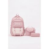 Waddell Lisanslı Twill Kumaş Niss Model Pembe Okul Sırt Çantası,termal Beslenme Çantası ve Kalemlik - Sırt Çantası - 42x30x20