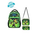 Waddell Mycraft Creeper İlkokul Sırt Çantası,Beslenme Çantası Ve 2 Cepli Kalem Kutusu
