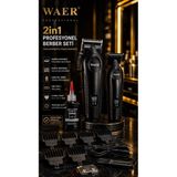 Waer Professional 2’si 1 Arada Şarjlı Profesyonel Berber Seti Saç Sakal Tıraş Makinesi & Detay Düzeltme Makinesi LED Göstergeli Type-C Şarjlı - Altın