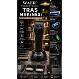 Waer Professional Standlı Şarjlı Saç Sakal Tıraş Makinesi 9000 Rpm 2600MAH LED Göstergeli Profesyonel Berber Makinesi - Altın