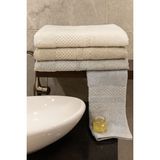 Waffle 3’lü Banyo Havlusu Seti – 3 Adet 100X150 Cm, %100 Pamuk, Yumuşak Dokulu, Örgü Desenli Havlu - 100 x 150 cm - Krem - Gri