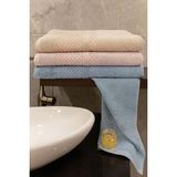 Waffle 3’lü Banyo Havlusu Seti – 3 Adet 100X150 Cm, %100 Pamuk, Yumuşak Dokulu, Örgü Desenli Havlu - 100 x 150 cm - Mavi - Pudra