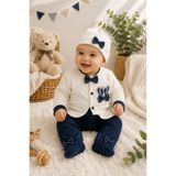 Waffle Baby 3 Aylık Bebek Tulum Takımı Pamuklu 3 Parça Şapka Eldiven ve Tulum