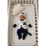 Waffle Baby Bebek Tulum Takımı 3 Parça Yenidoğan Şapkalı Eldivenli Erkek Bebek Hastane Çıkışı Seti - 0 - Siyah - 0 - 3 Ay