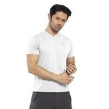 Waffle - Erkek Beyaz V Yaka Spor T-Shirt - 7130-08