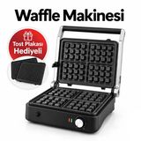Waffle Makinesi Tost Izgara Plakaları Hediyeli 180° Açılır