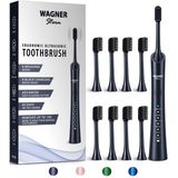 Wagner & Stern ultrasonik beyazlatma elektrikli diş fırçası, 8 kömür siyahı fırça başlıklı, taze nefes ve sağlıklı gülümseme için. (Kömür)