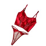 WAHSHE Satin Heartbeat Bralet Set (Kırmızı / 90)