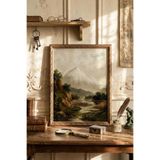 Waimakariri Nehri - Vintage Desenli Çerçeve, Altın2, 30 x 40